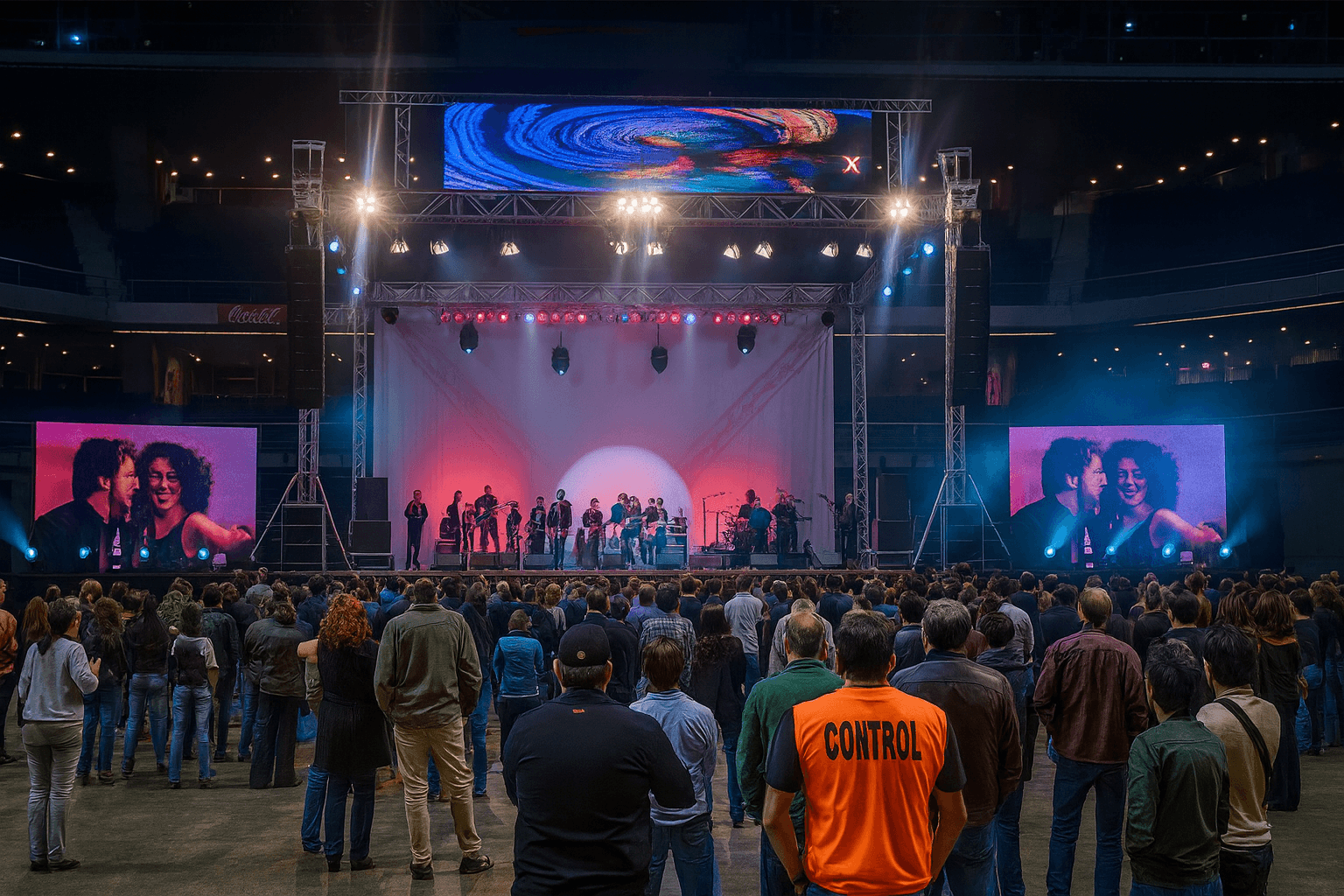 Concierto con pantallas LED en escenario